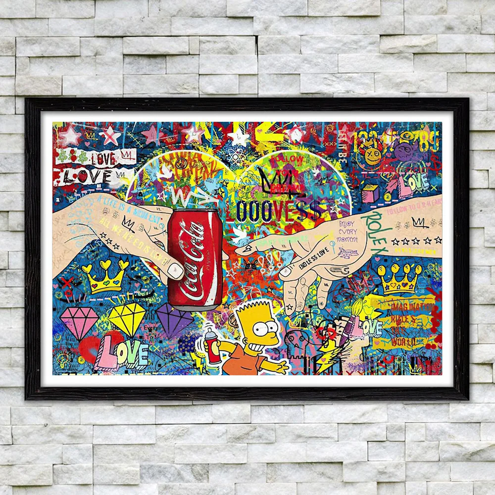 

Abstract Graffiti Creation Of Adam Funny Poster And Prints Love Cola Painting Art On Canvas Wall Pictures For Living Room Decor