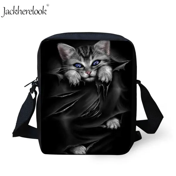 HK864E Jackhereook Черный Инь Ян кошки школьные рюкзаки для девочек милый детский рюкзак для котенка для мальчиков книжные сумки для начальной школы Студенческая сумка детские подарки - Цвет: HK864E