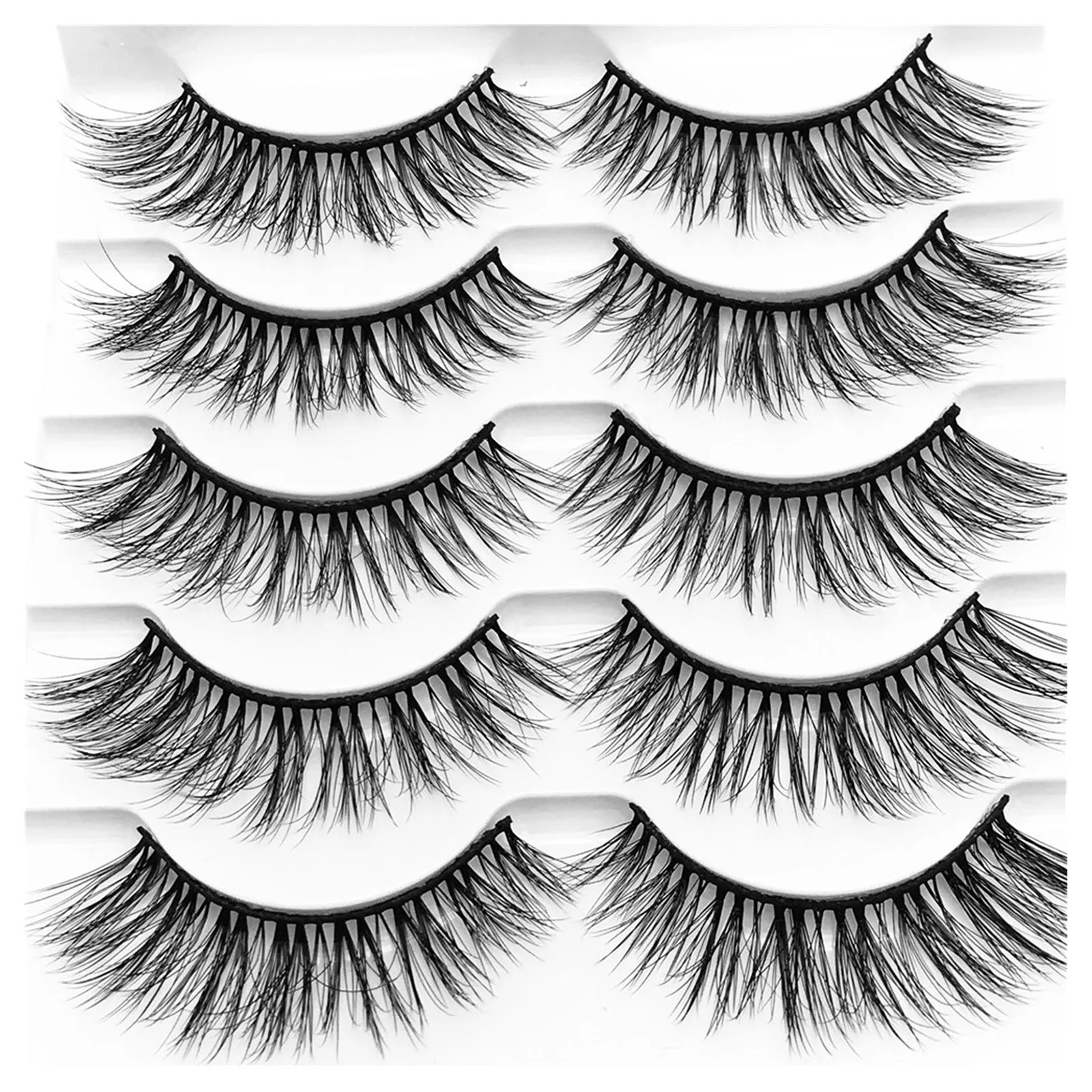 

5 Pairs Mink False Eye Lashes Mink Fur Lashes Round Look Long Thick Reusable Handmade Non-Irritating Fake Eyelashes Valse wimper