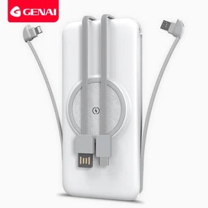 genai 5 in 1 wireless power bank 20000 mah led digital display built in cables powerbank mobile phone external battery charger free global shipping