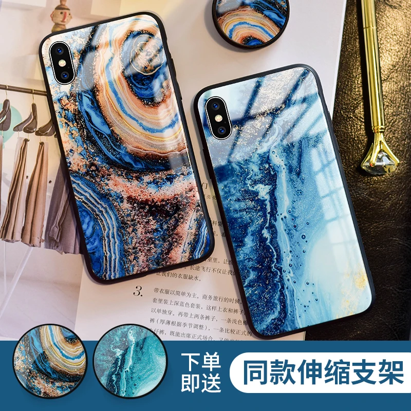 Для apple iphone7 11 чехол Агатовые мраморные Мягкие силиконовые стекла задняя крышка