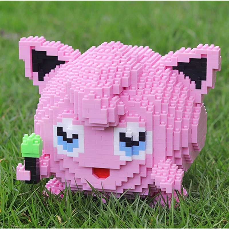

HC Anime Cartoon Animal Jigglypuff Pink Pocket Monster 3D Model Building Blocks Auction Figures Mini Diamond Brick Toys for Kids