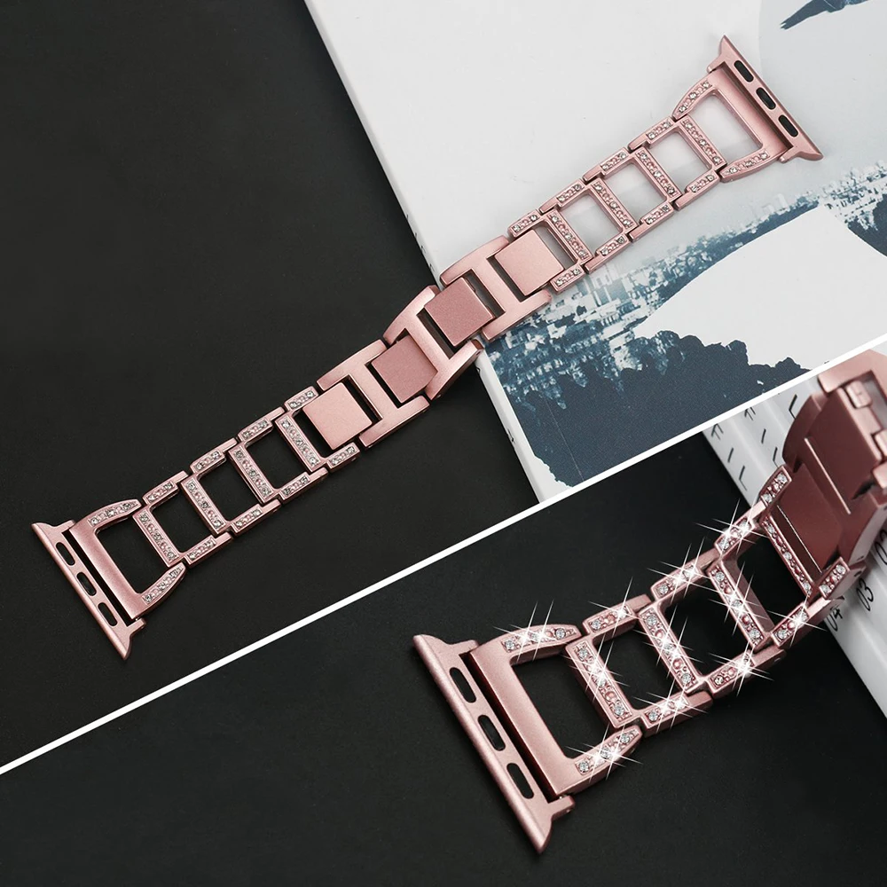 Роскошная лента для Apple Watch Series 3 2 1 38 мм 42 металлический Алмазный ремешок Iwatch 5 4 40 44