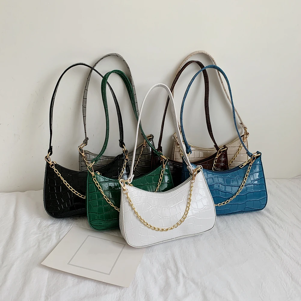 

Повседневная женская сумка из искусственной кожи, кошельки и роскошные сумочки на плечо с узором под кожу аллигатора, однотонная женская су...