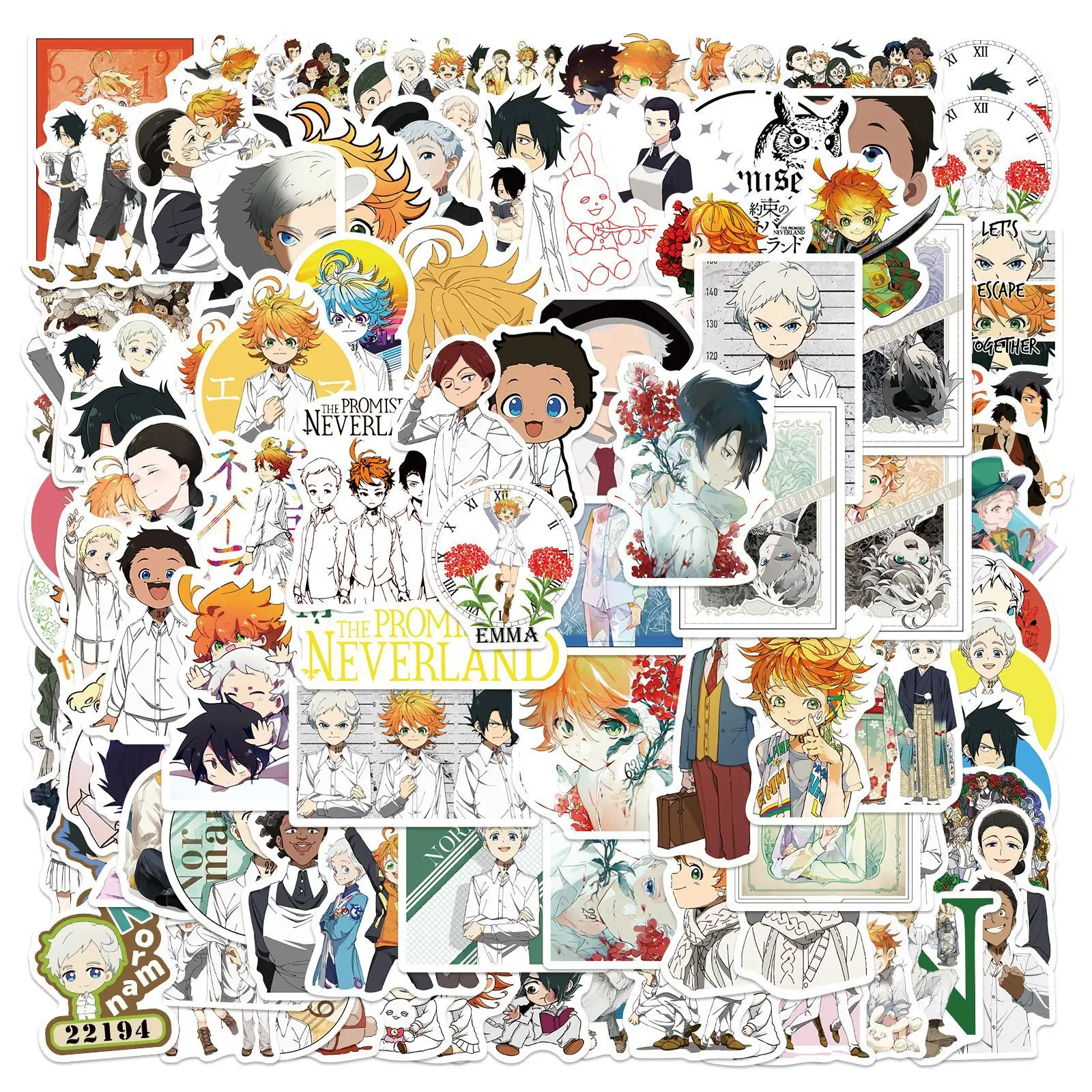 

50/100Pcs The Promised Neverland Sticker Anime Decal for Refrigerator Fridge Skateboard Laptop Luggage Pegatinas Graffiti Toy