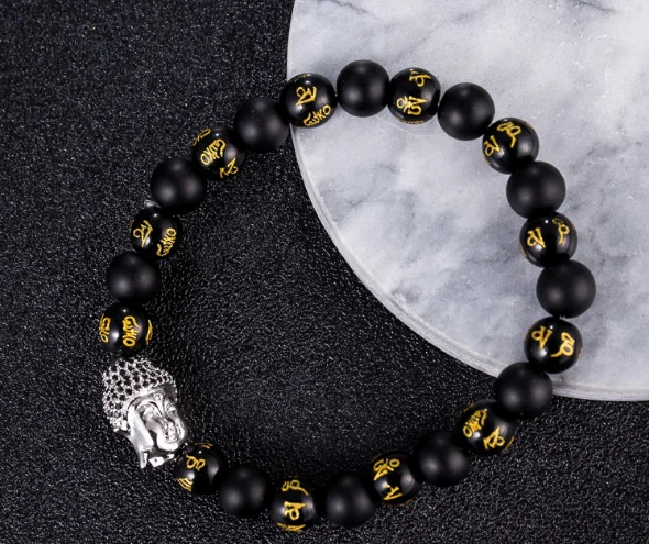

black 8mm Punk multicolor Agate beads Chakra Reiki Buddha Yoga Bracelet elastic adjustable Volcanic Stone Bangles wed2
