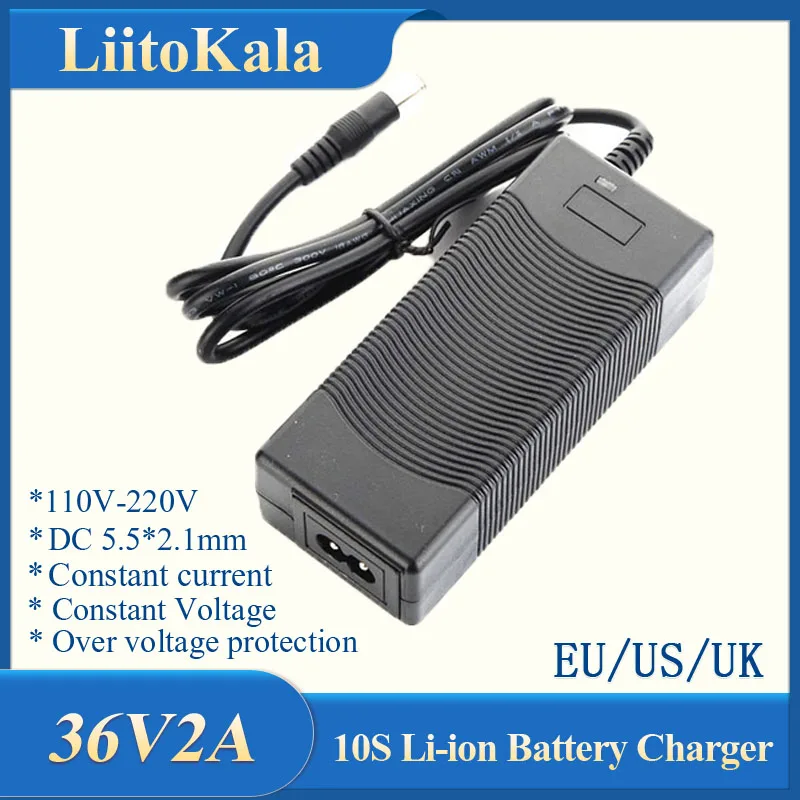 

LiitoKala 10S 36V2A charger 42V 2A 18650 Charger 100-240V Input Lithium Li-ion Charger For 36V Electric Bike wo-wheel Vehicle
