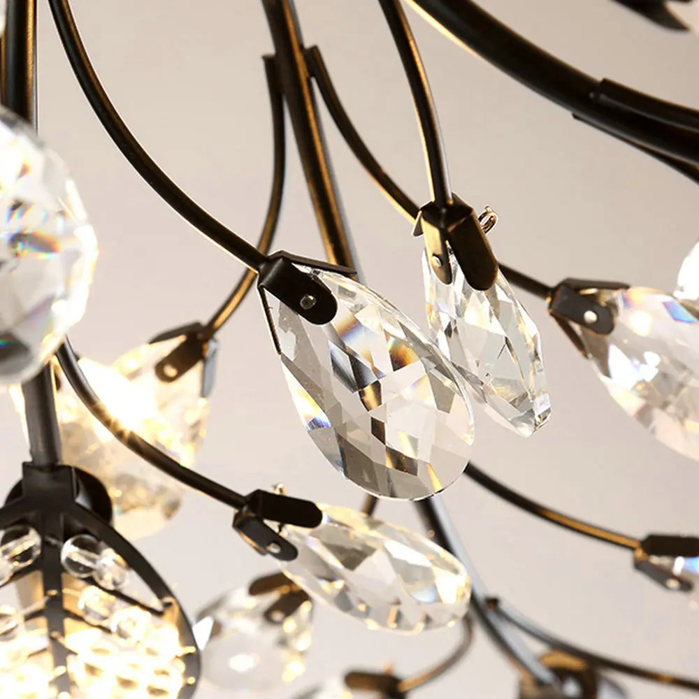 

Modern Flush Mount Home Gold Black LED K9 Crystal Ceiling Chandelier Lights Fixture for Living Room Bedroom Kitchen Lamps