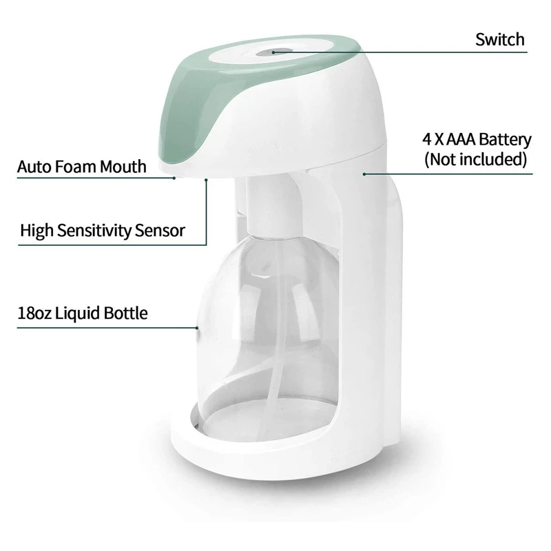 

Intelligent Inductive Soap Dispenser Automatic Touchless Fast Induction Infrared Sensor Liquid Foam Machine Bottle 500Ml