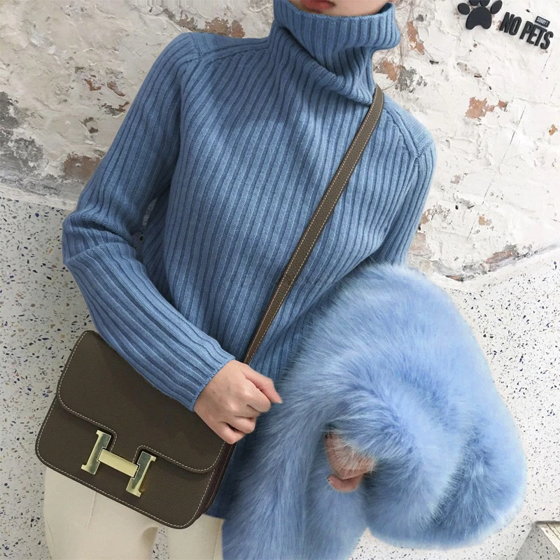 Свитер шерстяной Женский корейский стиль с длинным рукавом теплый 2019 зимняя