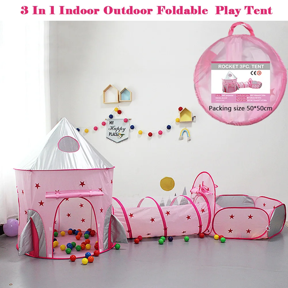 

Детская игровая палатка 3 в 1, домик с шариками для океана, детский манеж, игрушки, туннельная палатка для мальчиков и девочек, сухой бассейн, ...
