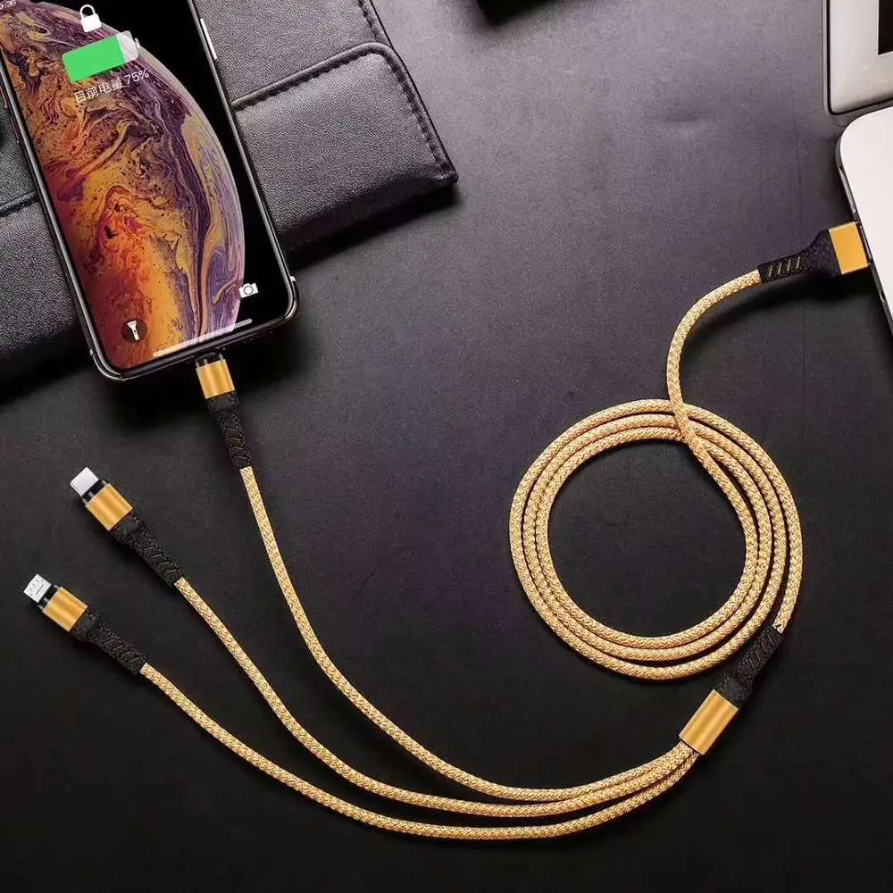Новинка, быстрая зарядка, USB, 3 в 1, кабель, USB TypeC, мобильный телефон для samsung S9, для xiaomi mi9 redmi, зарядное устройство, Micro USB кабель
