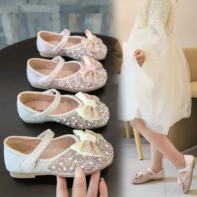 

Autumn baby girls shoes for wedding and party Kids leather shoes little girls Rhinestone crystal princess shoes chaussure fille