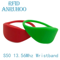 510pcs rfid smart waterproof bracelet 13 56mhz nfc read only chip tag 1k s50 access control key badge 65mm wristband