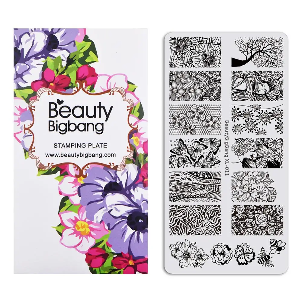 BeautyBigBang пластина для стемпинга для нейл-арта, летнее платье в цветочек шаблон с бабочкой прямоугольника окрашены шаблон для стемпинга для нейл-арта BBB XL-011 - Цвет: 11