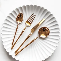 slender waist spoon gold cutlery set stainless steel fork knife spoon dessert stirring spoon tableware set silverware set