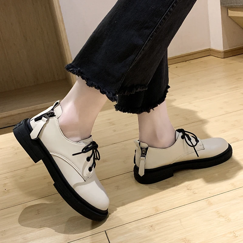 

Women's Shoes Platform Female Footwear Modis Round Toe British Style Oxfords All-Match Autumn Clogs Dress Winter 2021 Preppy Lea