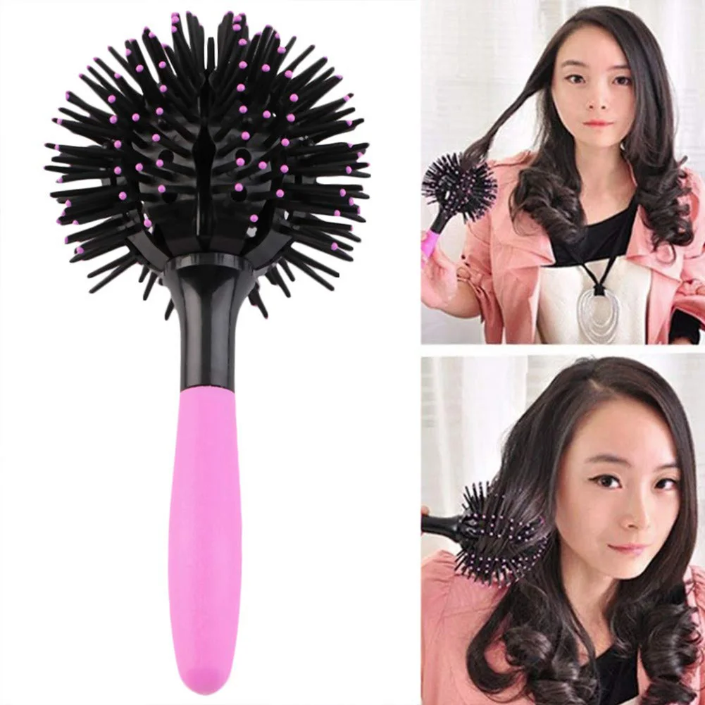 

3D Bomb Curl Hair Brush Spherical Comb Massage Comb Detangling Heat Resistant Hair Comb Salon Barber Round Hair Curling Tool