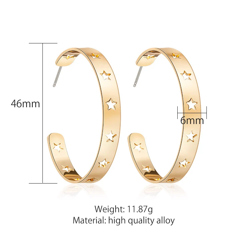 

Simple Geometric Hoop Earrings Gold Color Circle Hollow Out Star Earrings For Women Statement Fashion Trendy Female Jewelry 2020