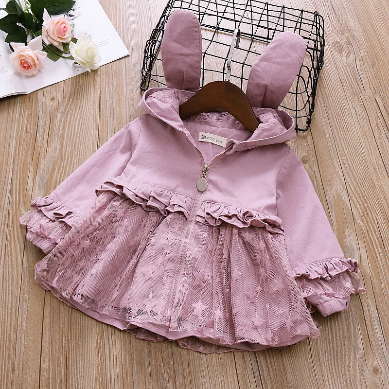 Хлопковое кружевное Пальто детское пальто с капюшоном симпатичное весенне