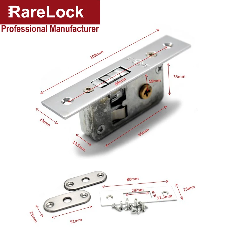 Скрытый раздвижной дверной замок с 3 ключами для спальни ванной комнаты