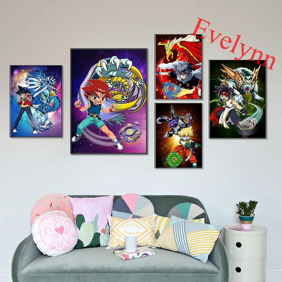

Beyblade Anime Poster Japanese Cartoon Painting Modern Home Living Room Decor Canva Wall Art Print Children Room Decor Pictures