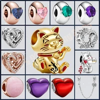 2021 new 925 sterling silver zircon heart gem clips firecracker calf charm fit original pan bracelets women gifts jewelry