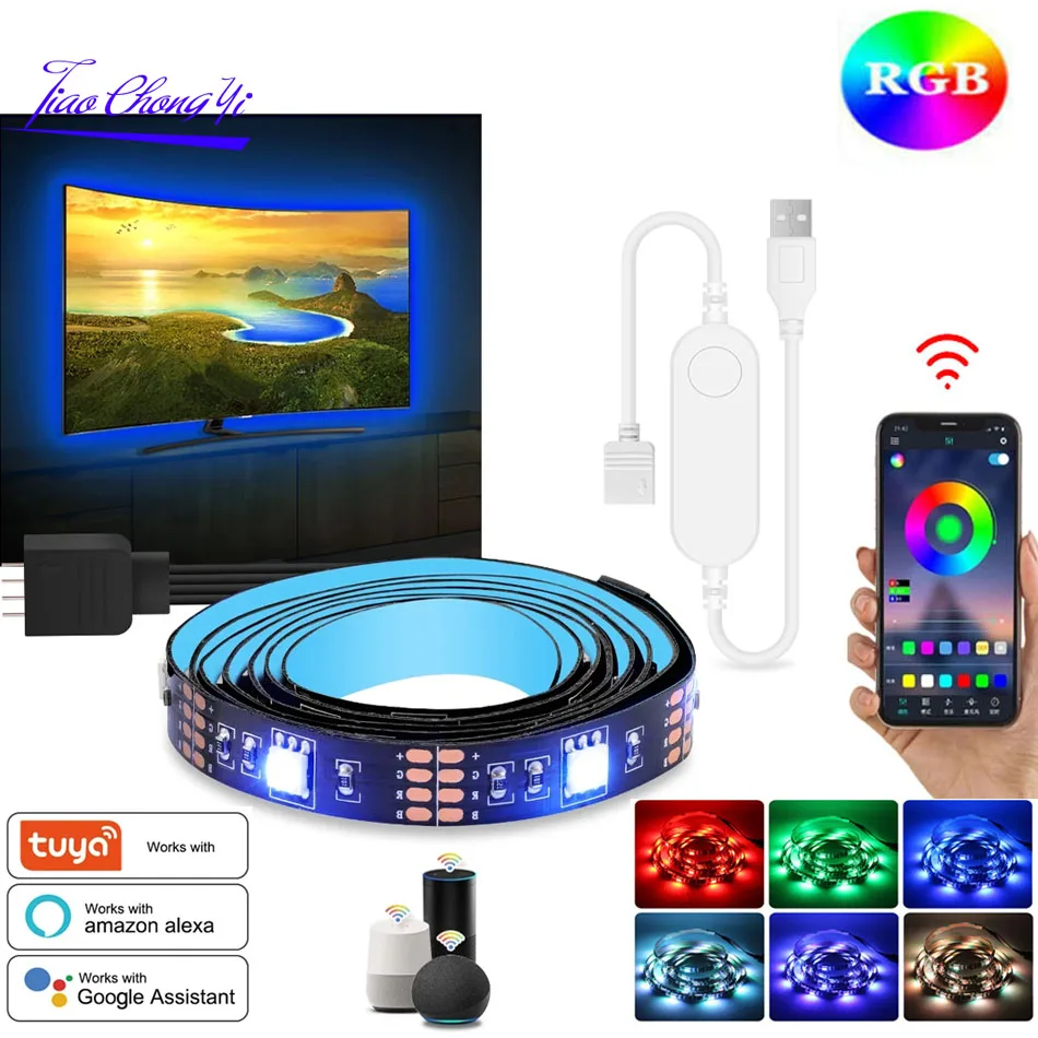 Смарт-приложение Tuya с Wi-Fi и USB-управлением 5050 RGB светодиодная подсветка 5 в | Светодиодные ленты -1005003576211334