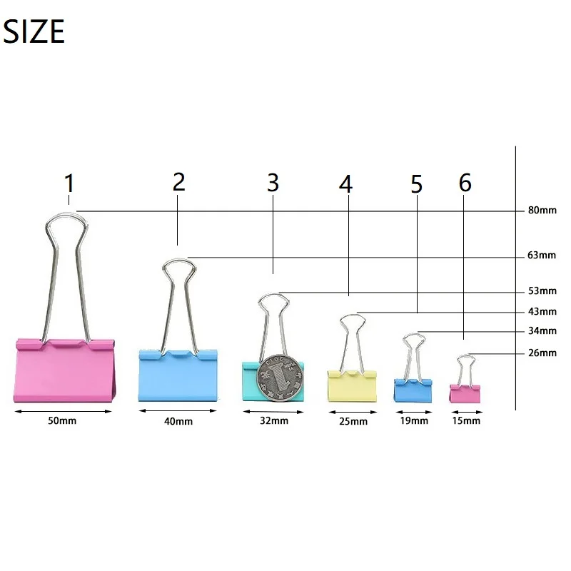 

40pcs Color Metal Binder Clips Notes File Letter Paper Clip Photo Binding Accessories Stationery Supplies Storage Organization