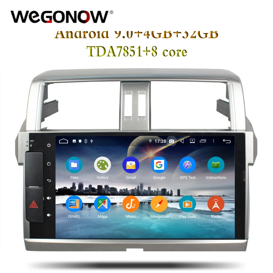 HD IPS TDA7851 Android 8 0 для Toyota PRADO 2014 2015 4 Гб + 32 ГБ ядер автомобильный Радио плеер Wifi Bluetooth
