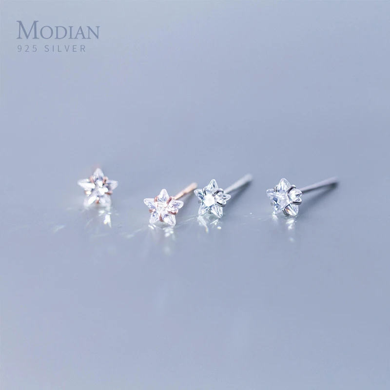 Modian изысканные серьги гвоздики из прозрачного циркония в форме звезды модные