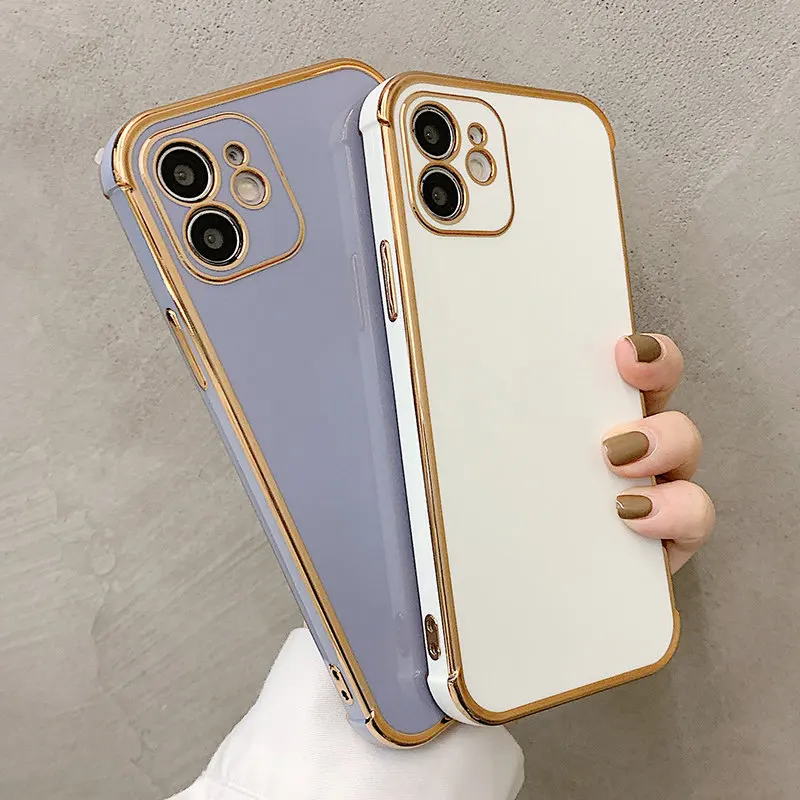 

Shockproof Bumper Camera Protection Phone Case For iPhone 12 11 Pro Max XR XS Max X 7 8 Plus 12Mini Electroplated Plating Cover