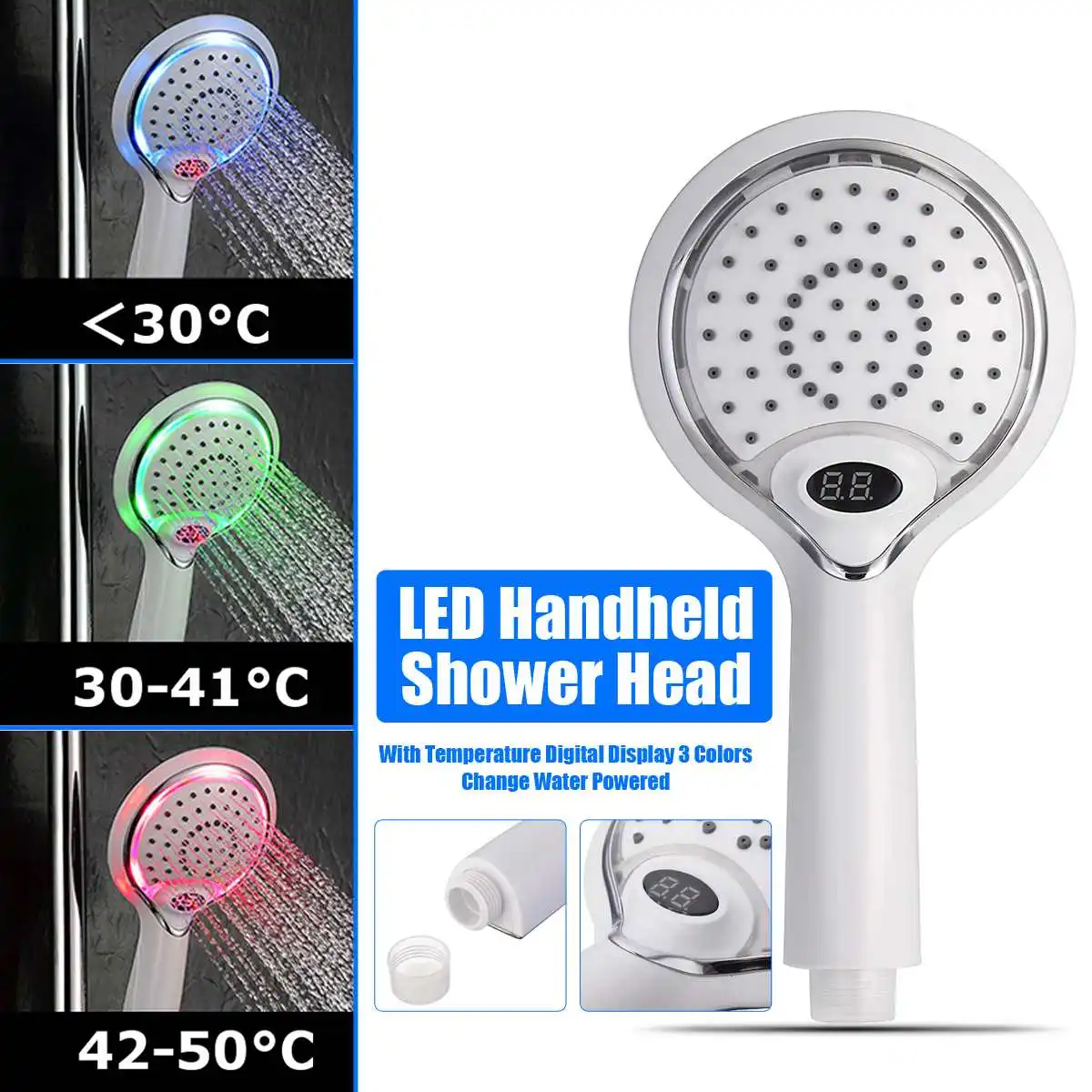 

Сюэцинь светодиодный Душевая насадка для душа Headheld Душ биде спрей насадки для душа цифровой Температура Сенсор 3 цвета менять воду питание ...