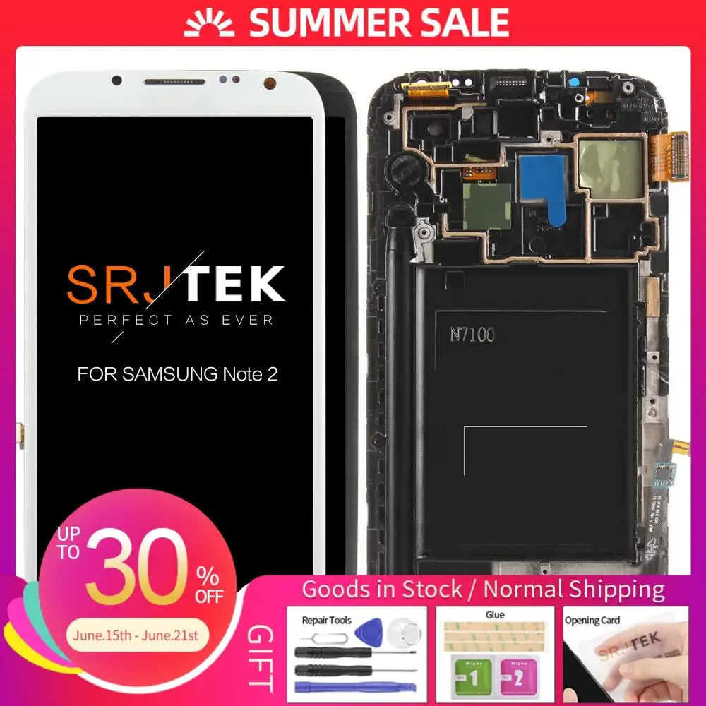 AMOLED 5.5'' LCD for Samsung Galaxy Note 2 N7100 Display Touch Screen Digitizer Assembly Note2 N7105 Replacement Parts | Мобильные