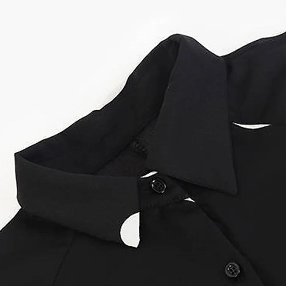 

Korean Style Summer Short Sleeve Chiffon Blouse Simple Polka Dots Chic Casual Shirt Oversize Fashion Office Lady Work Tops