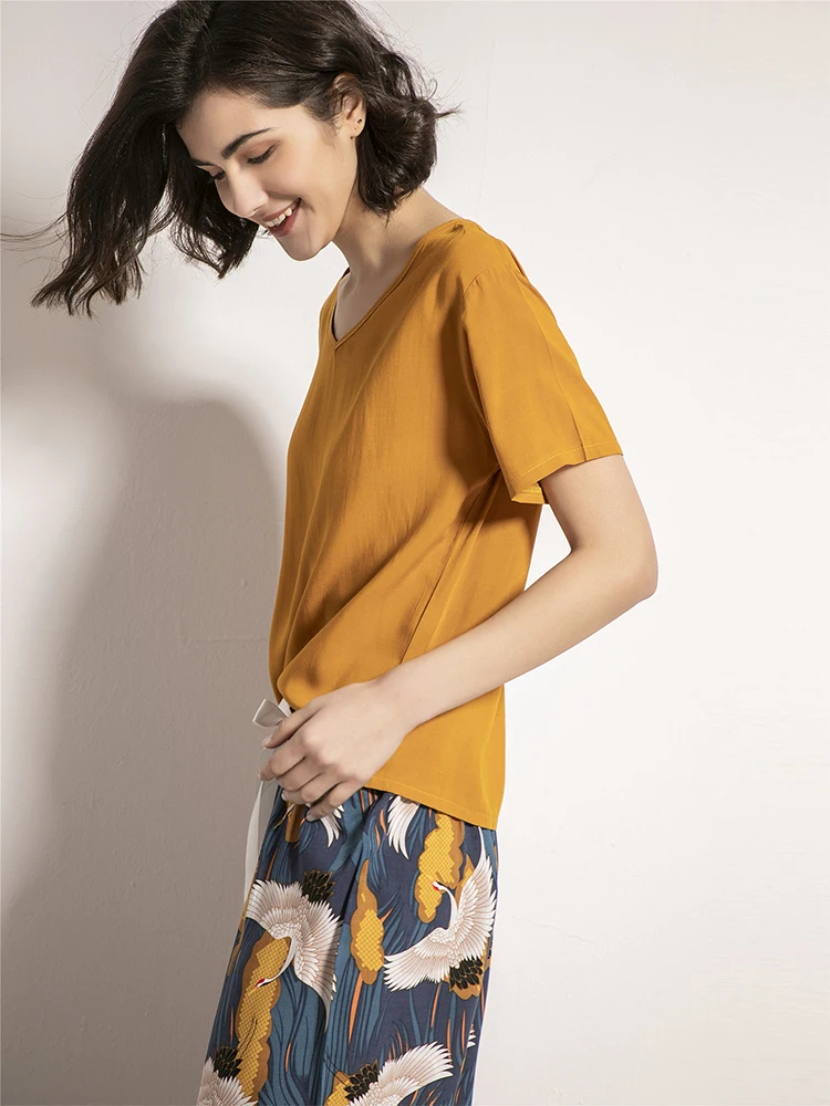 Комплект пижамный женский из 2 предметов удобный хлопковый топ контрастной