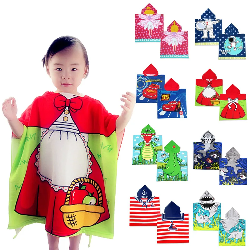 

Baby Accessories Cartoon Bath Child Kid Hooded Cloak Bathrobe Towel Cotton Beach Towel Baby Children Cartoon Bath Towel