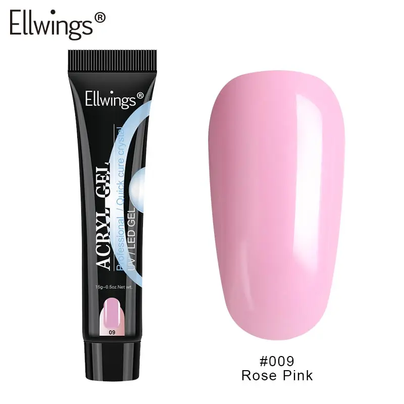 rose pink Ellwings, полигель для быстрого строительства, гель для ногтей, акриловый, полигель, кристалл, УФ, гель для наращивания, решение для выскальзывания, быстрое удлинение геля - Цвет: rose pink