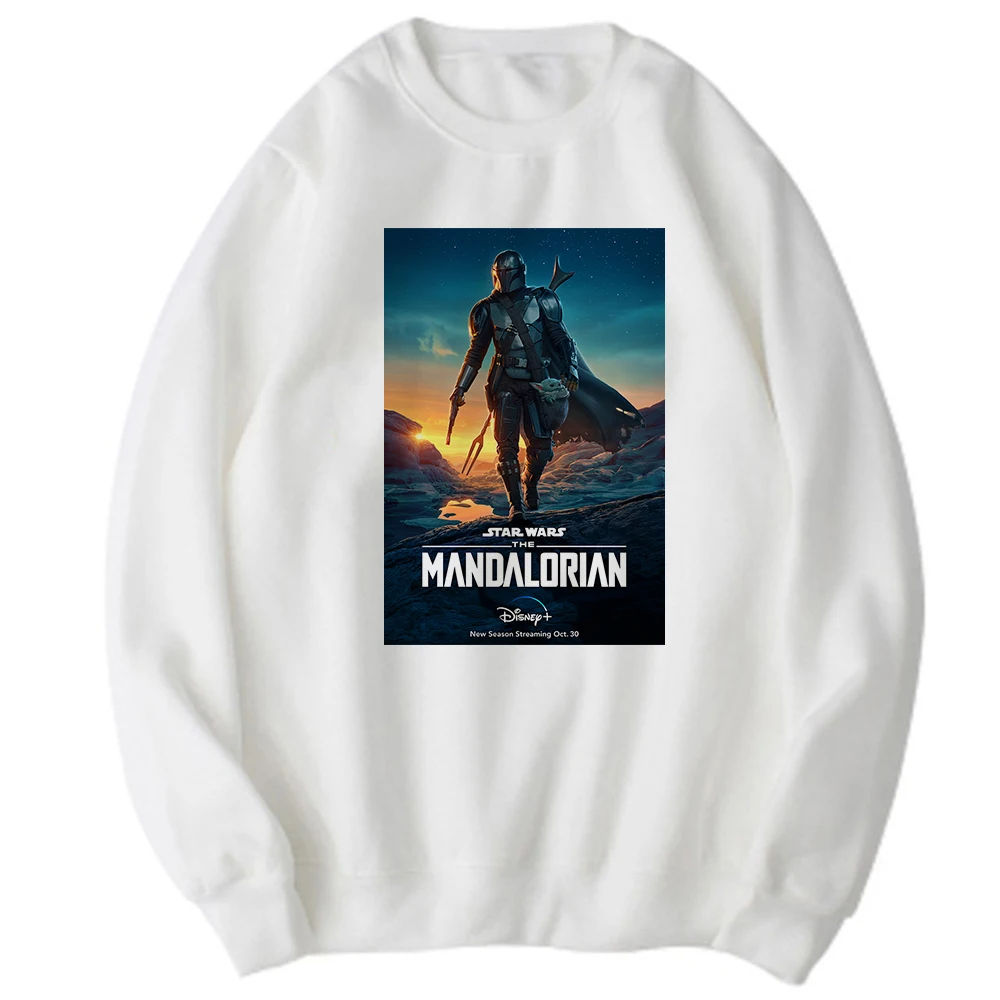 

Disney Star Wars The Mandalorian Hoodies Women Korean Trend White Hoodie Fashion Ulzzang Aesthetic Coat Fine