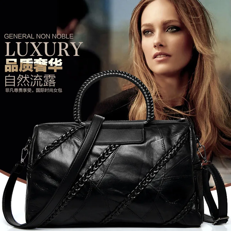 

Women's bag spring new leather patchwork sheepskin flower one-shoulder fashion cool style lady cross-slung handbag bag