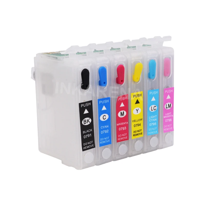 INKARENA 6 Color T0791 Printer Ink Cartridges + 600ml Refill Kits For Epson Artisan PX650 660 660+ 700W 710W 720WD 730WD | Компьютеры и