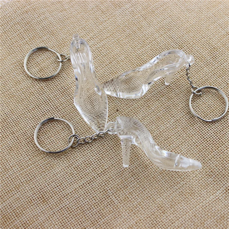 

20pcs Girl Gift White Crystal High Heel Shoe Keychain Key Ring Women Girls Phone Bag Charm Car Pendant Decoration Birthday