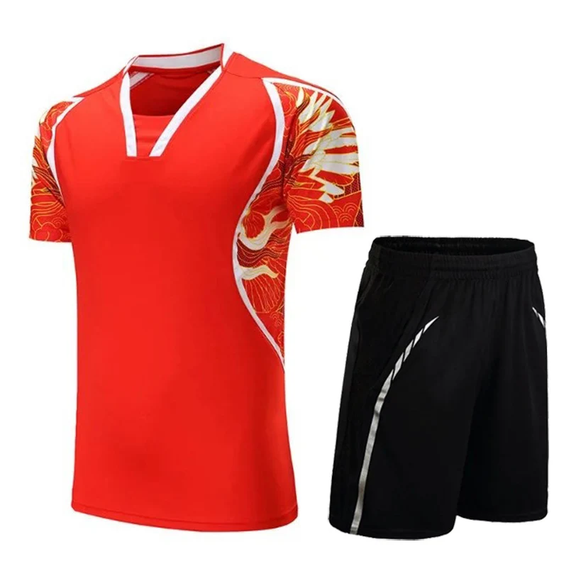 Пара пингpang костюм для бадминтона с коротким рукавом мужчин и женщин Джерси