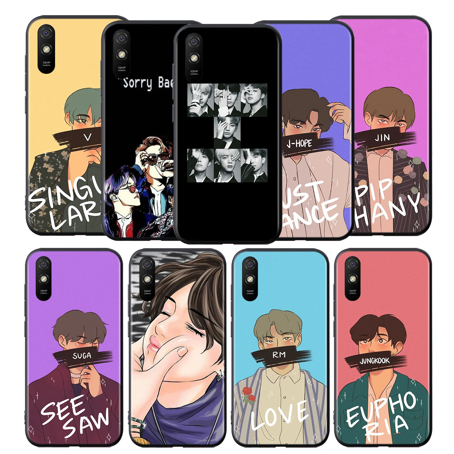 

Rap RM JIMIN JIN SUGA J HOPE V Silicone Cover For Xiaomi Redmi 9 9T 9C 8 7 6 Pro 9AT 9A 8A 7A 6A S2 5 5A 4X Plus Phone Case
