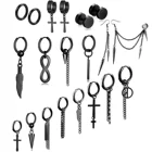 Серьги-кольца мужские с крестиком, из нержавеющей стали, 20 шт., цепь с перьями