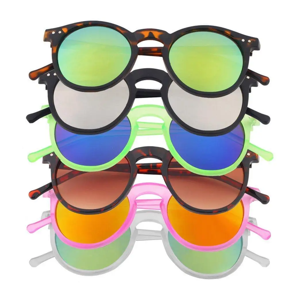 Винтажные Ретро унисекс зеркальные линзы круглые очки стимпанк Солнцезащитные