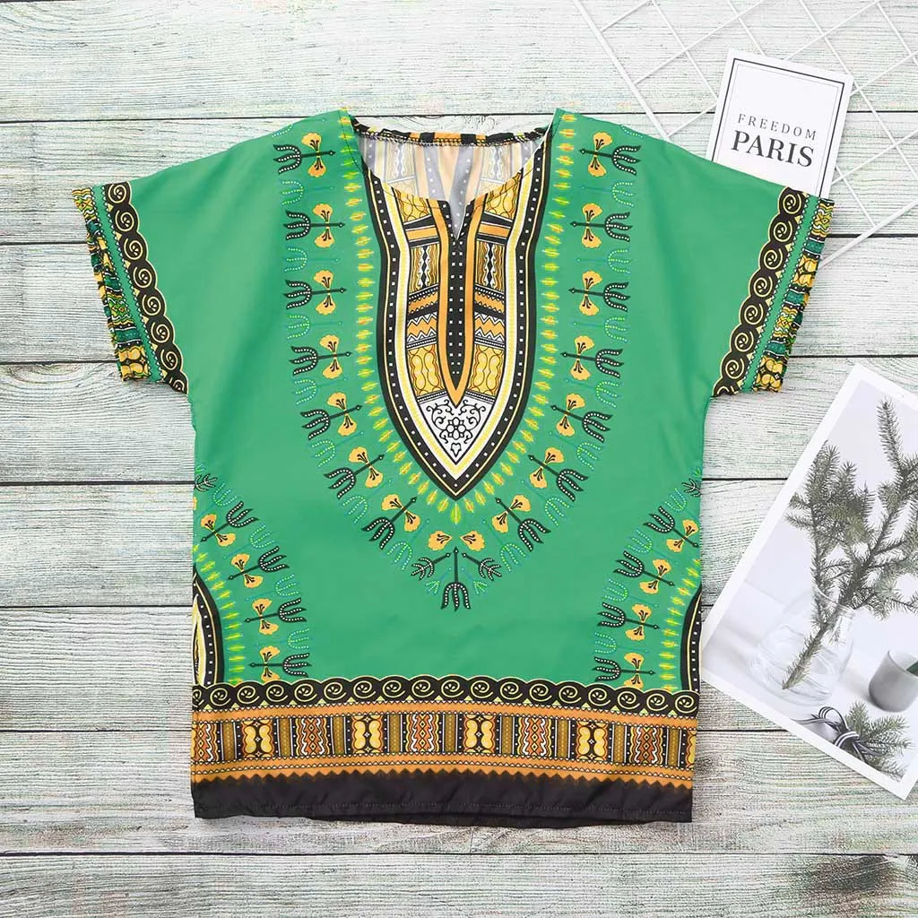 Африканская детская футболка дашики для мальчиков девочек детей малышей унисекс