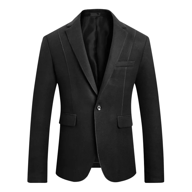 

wool High quality blend blazer fashion men's business casual blazer men's retro solid color banquet party evening dress jacket