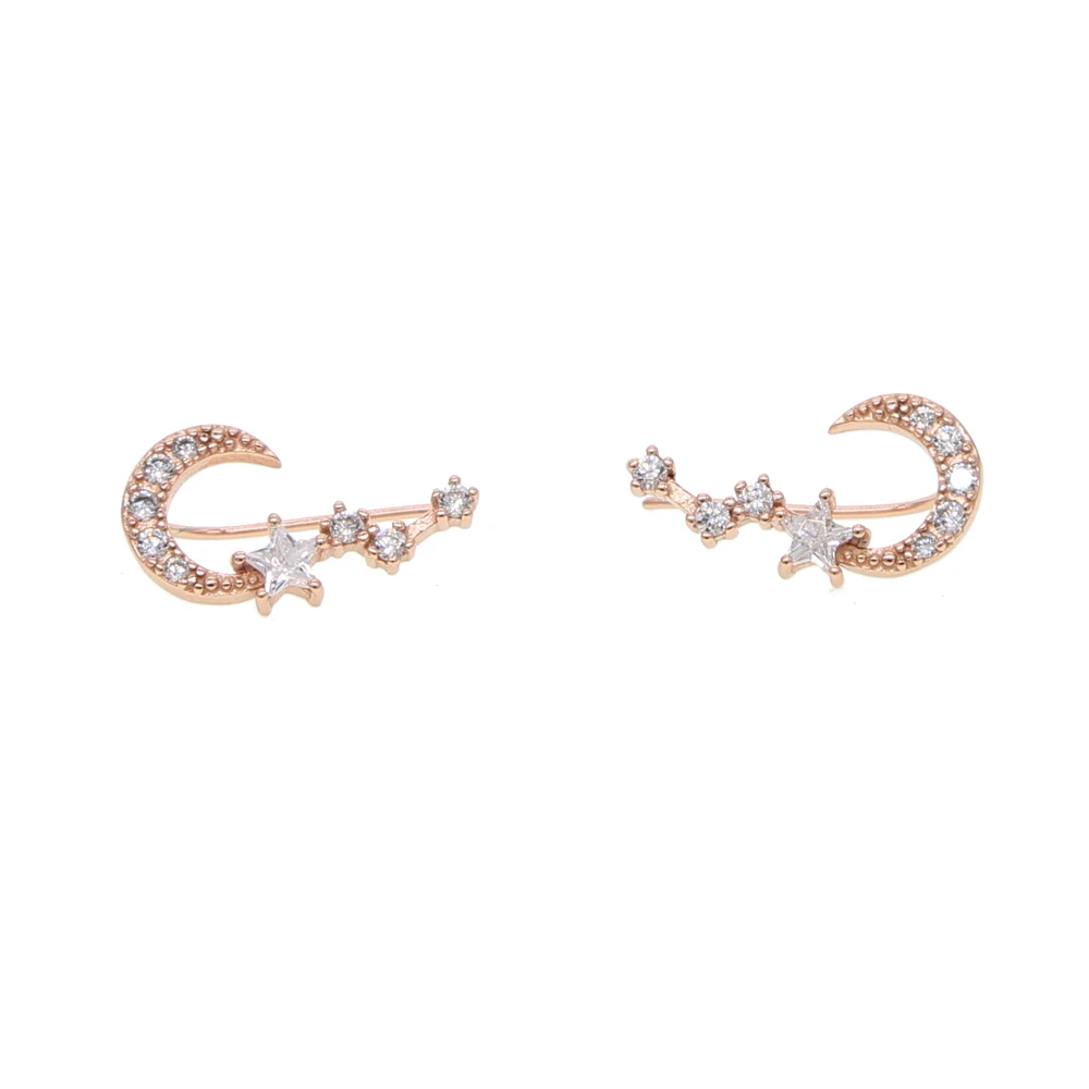 Простые Ювелирные изделия Crecent Луна Звезды Циркон уха альпинист крошечная звезда