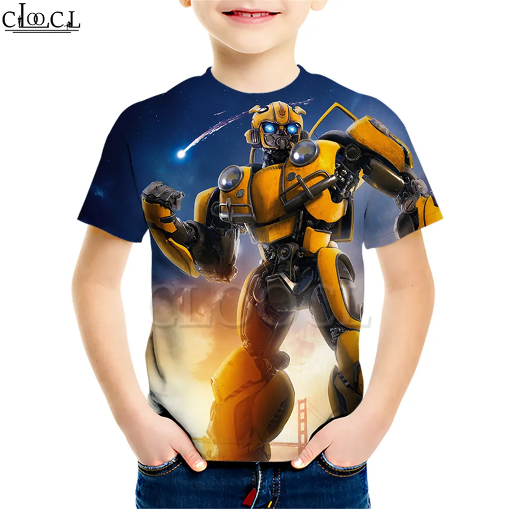 Kids T shirt 14 Футболка с принтом супергероя автомобиля шмеля Креативная одежда с объемным рисунком для мальчиков и девочек Повседневные детские топы с короткими рукавами, Прямая поставка - Цвет: Kids T shirt 14